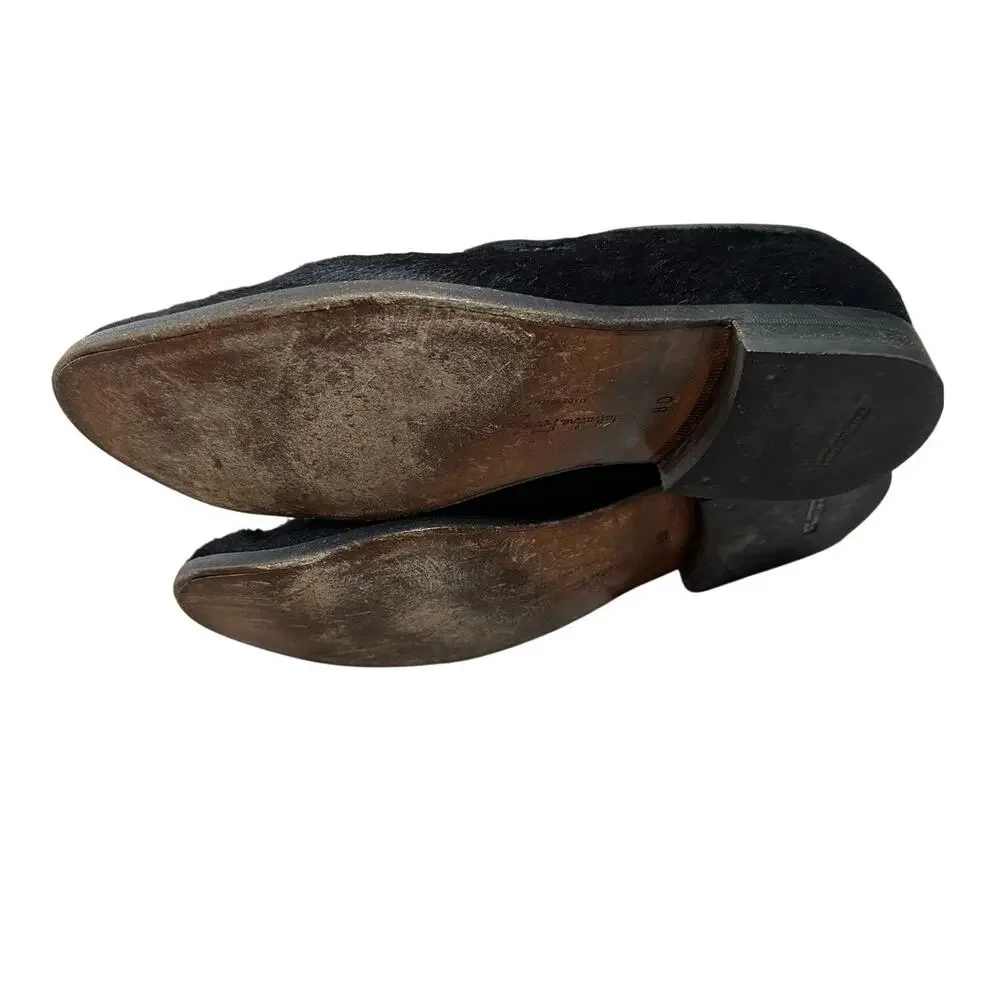 Salvatore Ferragamo Pony Hair Horse Bit Loafers Men's Black Size 8D